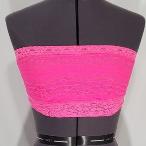 New Free People Lace Bandeau Bra Hot Neon Pink